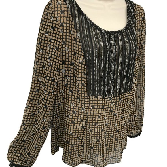 Sigrid Olsen Womens Long Sleeves Round Neck Sheer Brown Blouse Top Size 6 - Picture 2 of 7